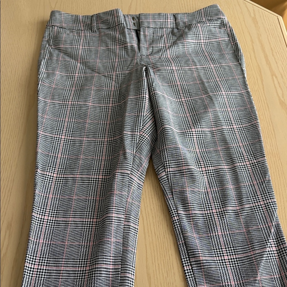 Old Navy Pixie Black, White, and Pink Plaid Dress Pants